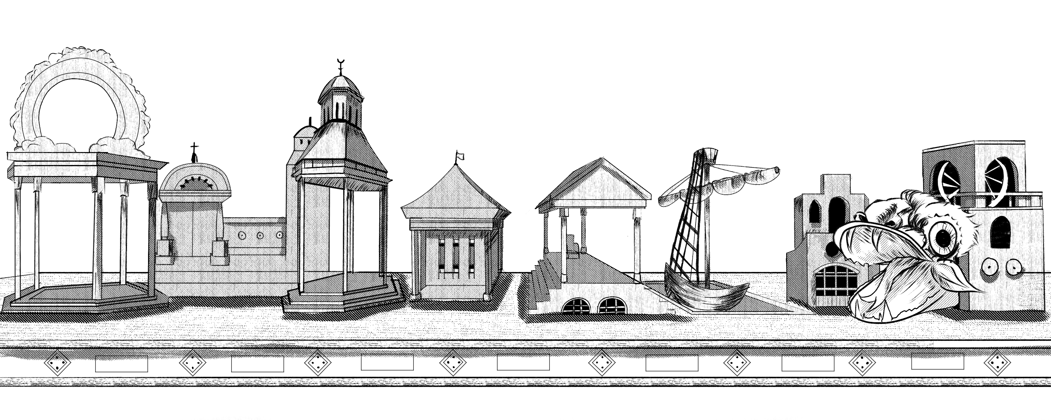 Example of stations of a cycle play. Original illustration by Arlee Peterson.