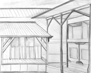 Rendering of the interior of a Spanish Corral.