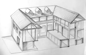 Rendering of a Spanish corral.