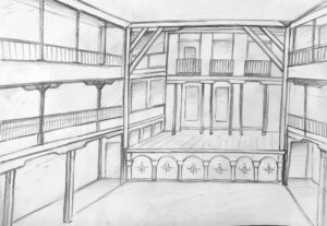 Rendering of the stage of a Spanish Corral